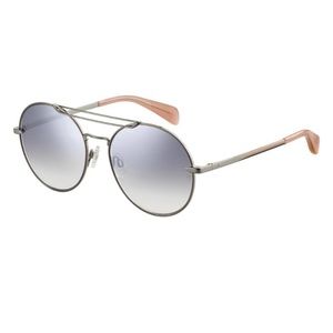 RAG & BONE MIRRORED Aviator Style Sunglasses 59mm Round Rim Mirrored Lenses NEW